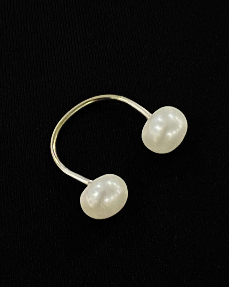 Anillo nickel dos perlas cultivadas