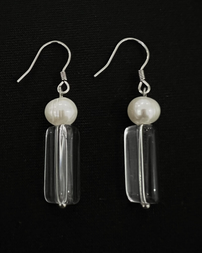 Arete gancho de plata 9.25, cristal y perla