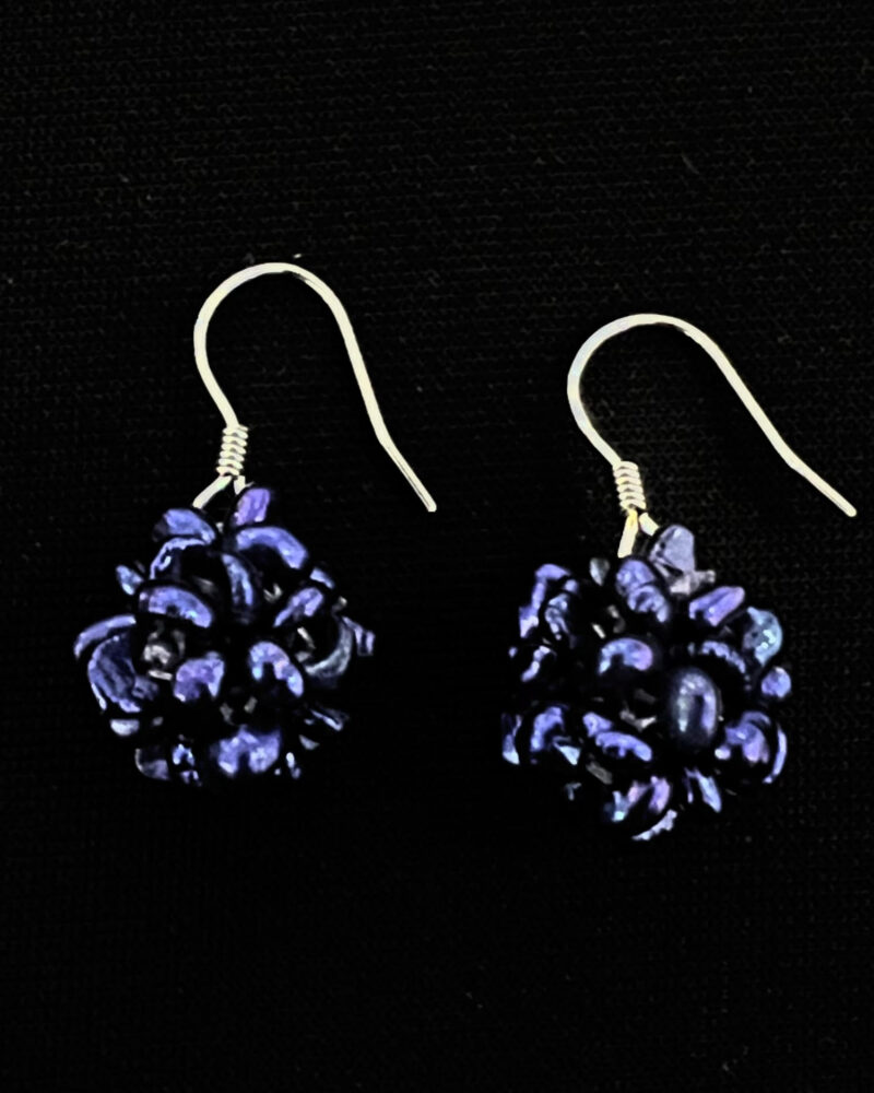 Aretes gancho de plata 9.25 y perlas cultivadas pequenas forma bola