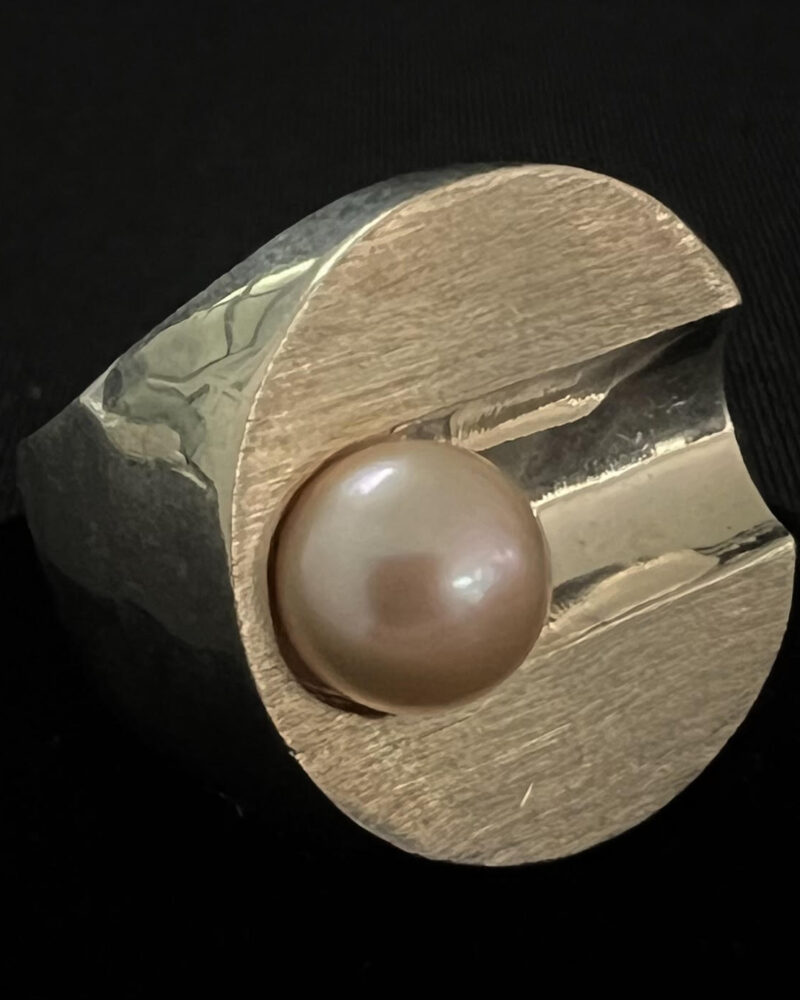 Anillo de plata 9.25 con perla cultivada mabe peach