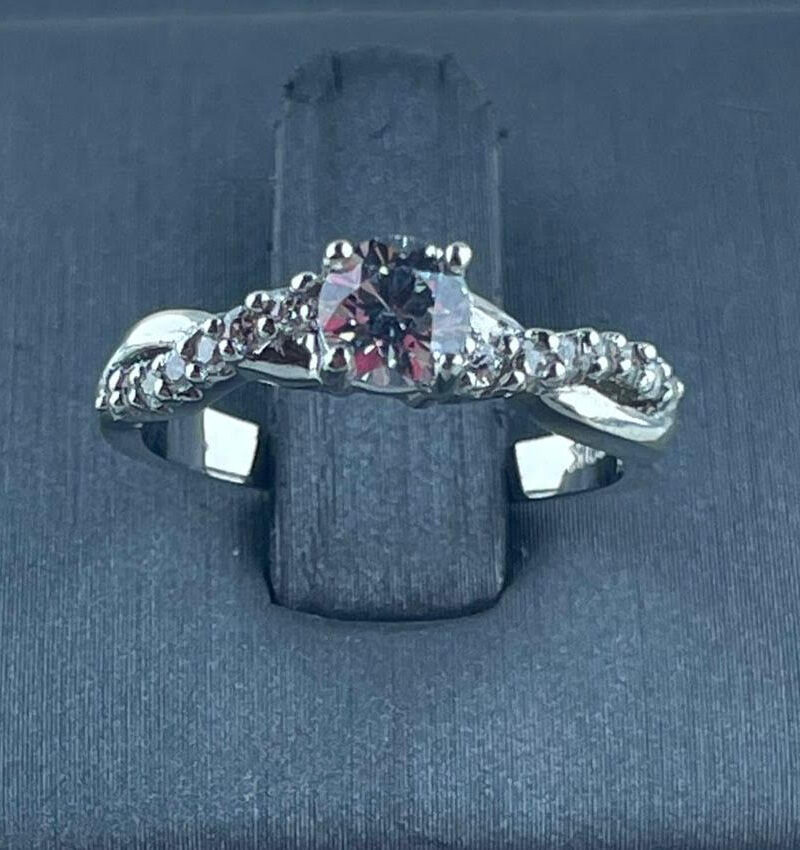 Anillo oro blanco 10k con circonia