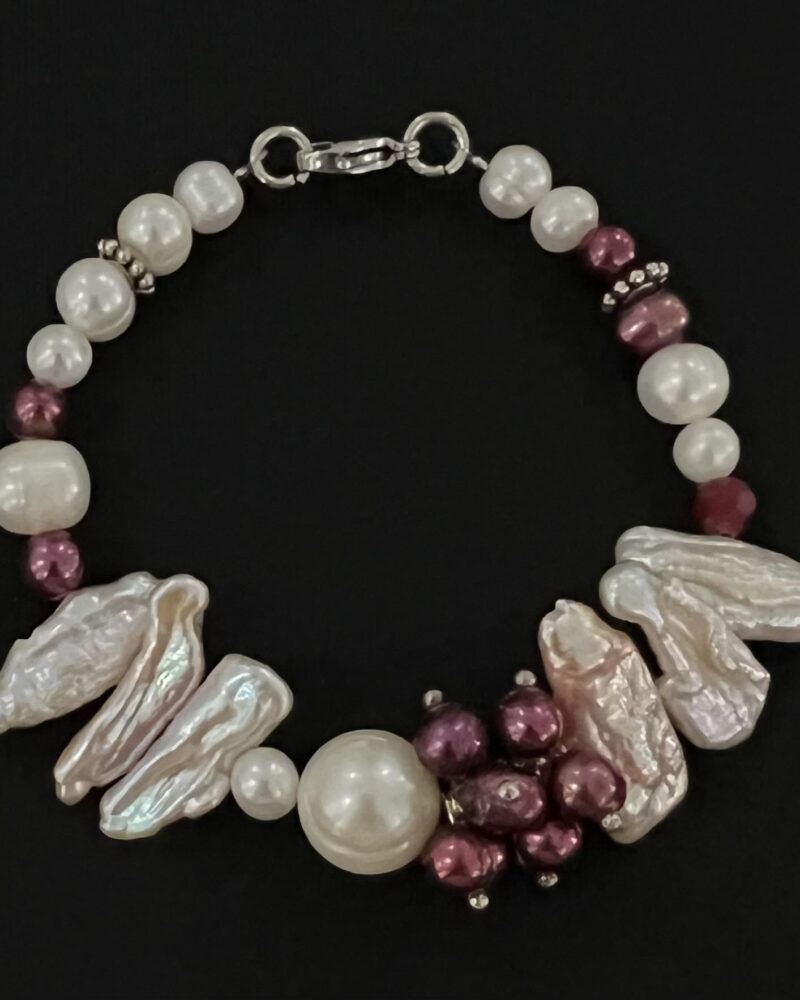 Pulsera combinacion perlas redondas y barrocas