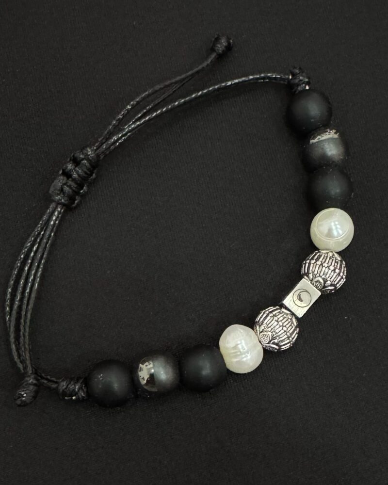 Pulsera ajustable para hombre con perla cultivada de 10mm y separadores de acero