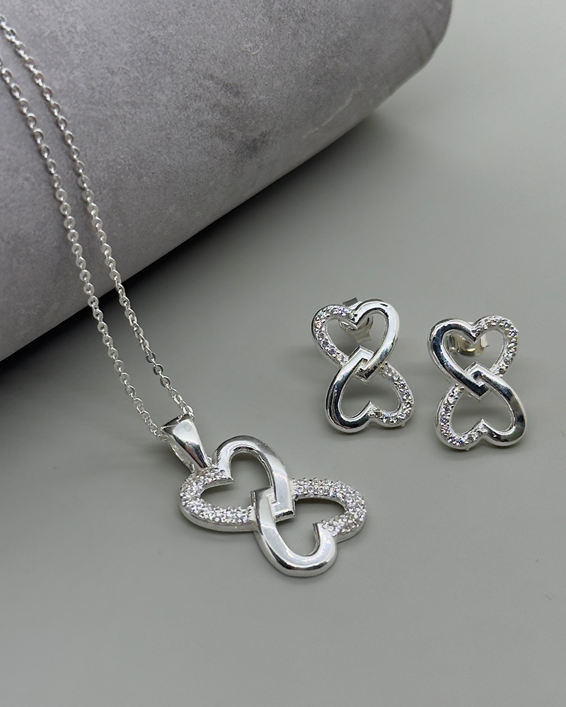 Dije y aretes de plata 9.25 con circones