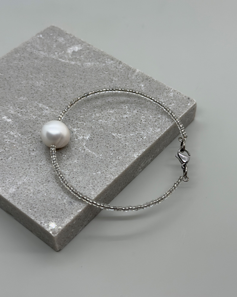 Pulsera abalorios de alambre 1 perla 10mm
