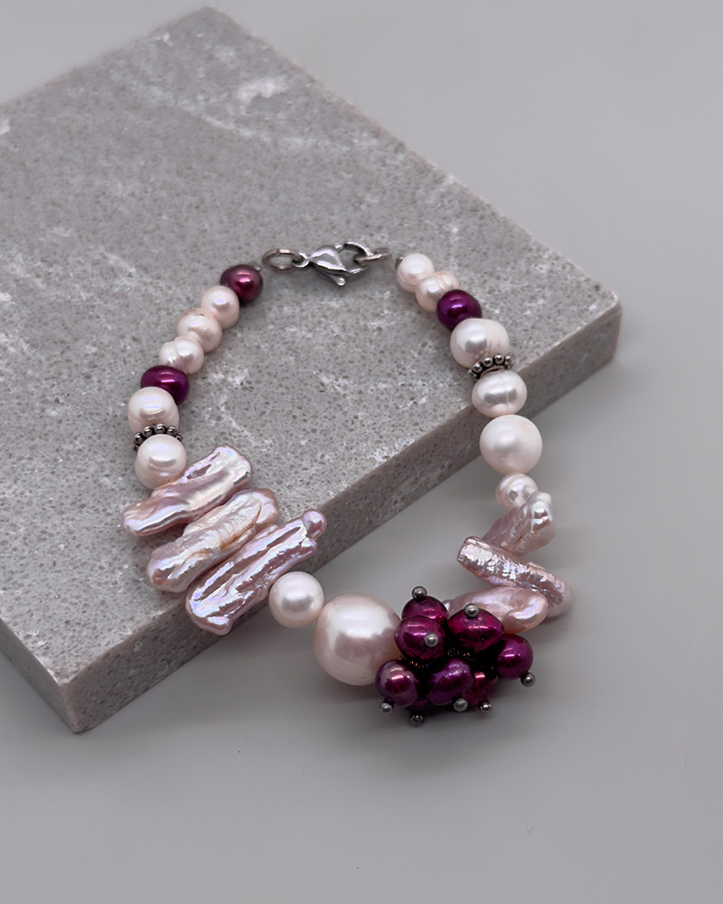 Pulsera combinacion perlas redondas y barrocas