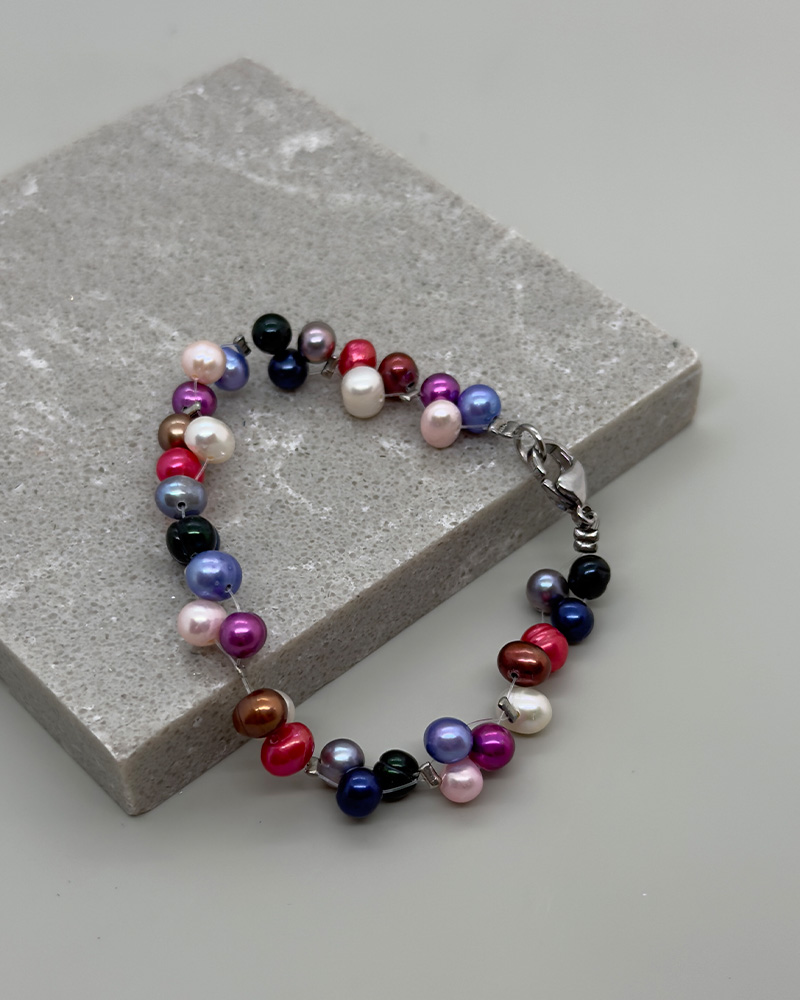 Pulsera grupos de perlas cultivadas de colores