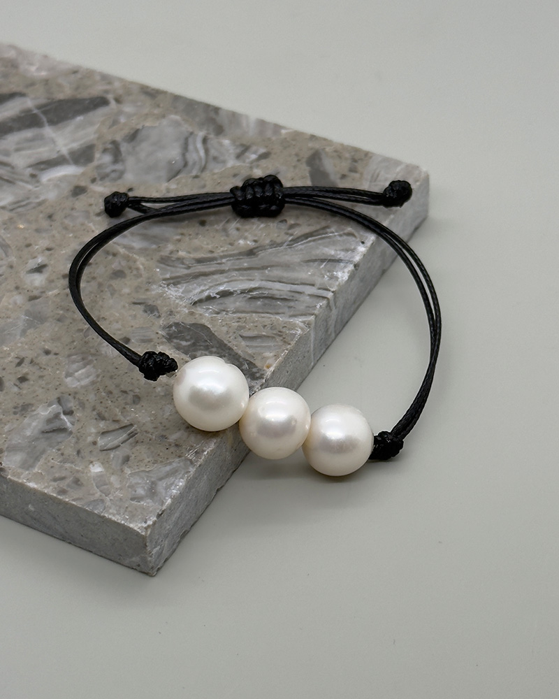 pulsera hilo encerado con centro de perlas 10mm