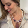 Collar y aretes con perlas cultivadas barrocas y redondas y piedra agata - Imagen 2
