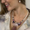 Collar y aretes con perlas cultivadas barrocas y redondas y piedra agata - Imagen 4