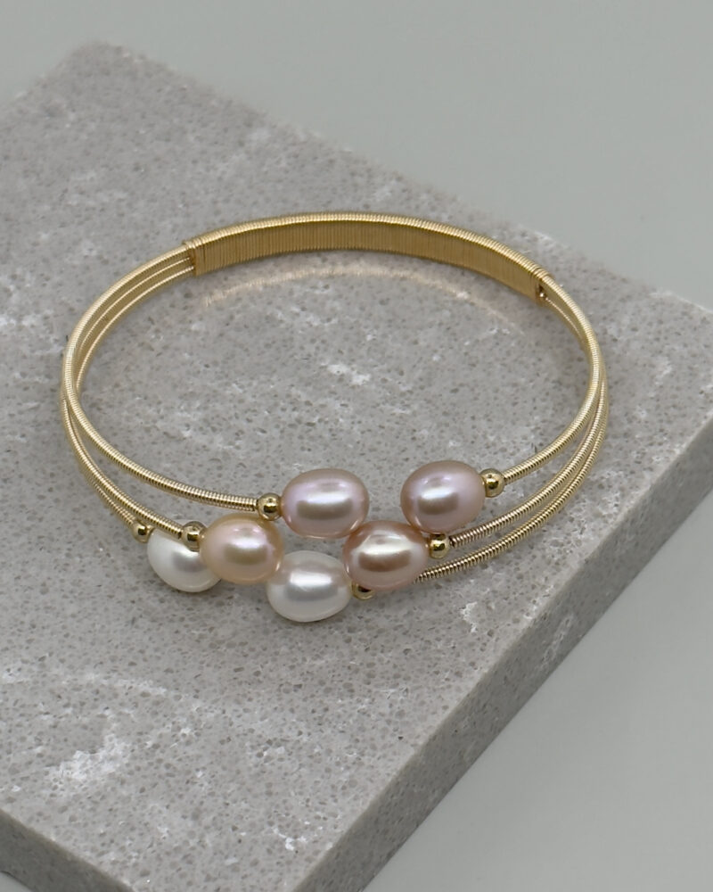 Brazalete con 6 perlas cultivadas oval