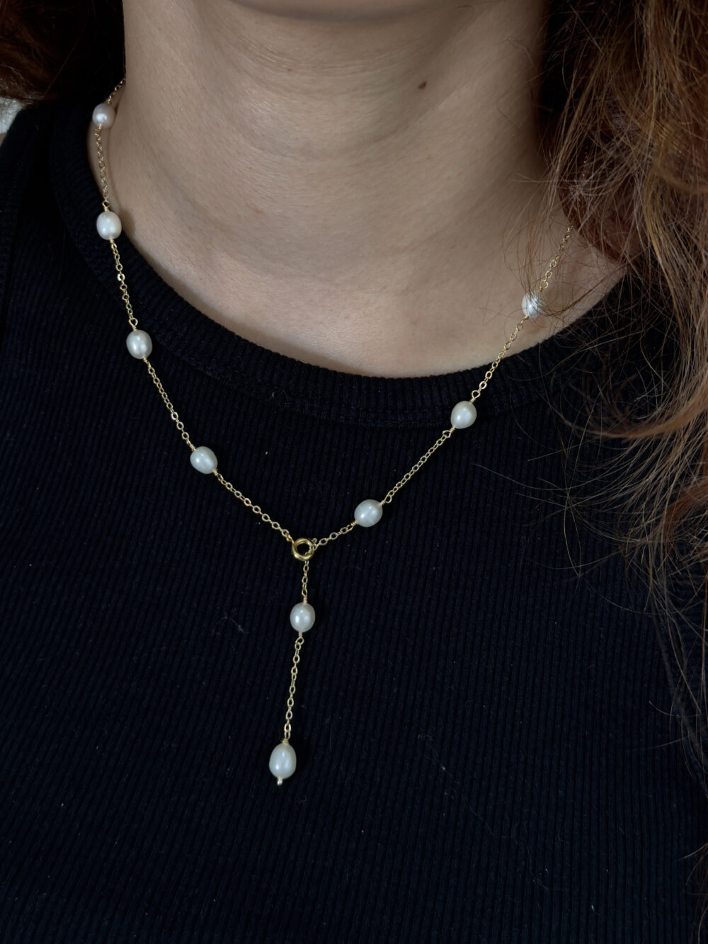 Collar flotante de cadena con perlas cultivadas - Imagen 4