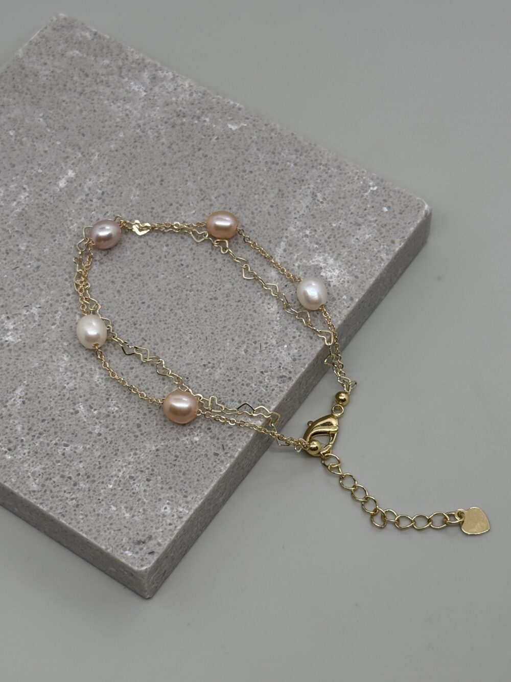 Pulsera con cadena y perla oval 5x7mm