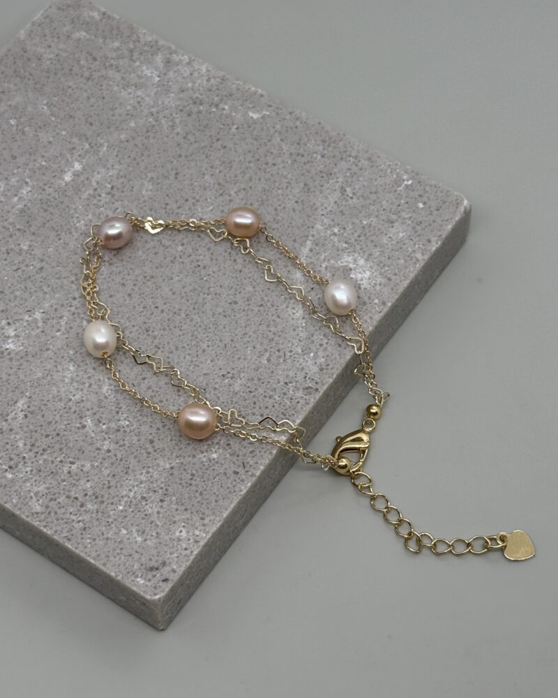 Pulsera con cadena y perla oval 5x7mm