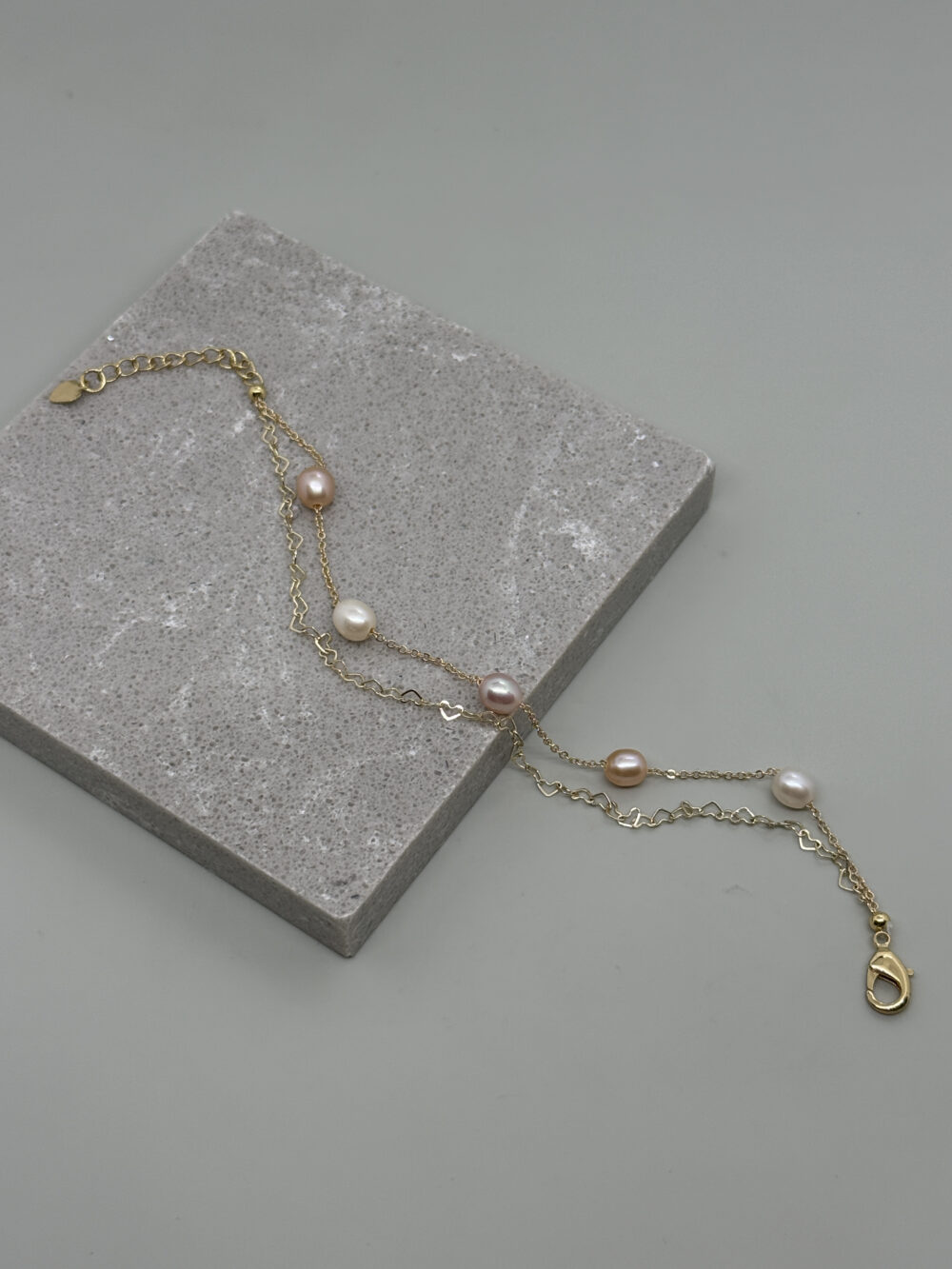 Pulsera con cadena y perla oval 5x7mm - Imagen 3