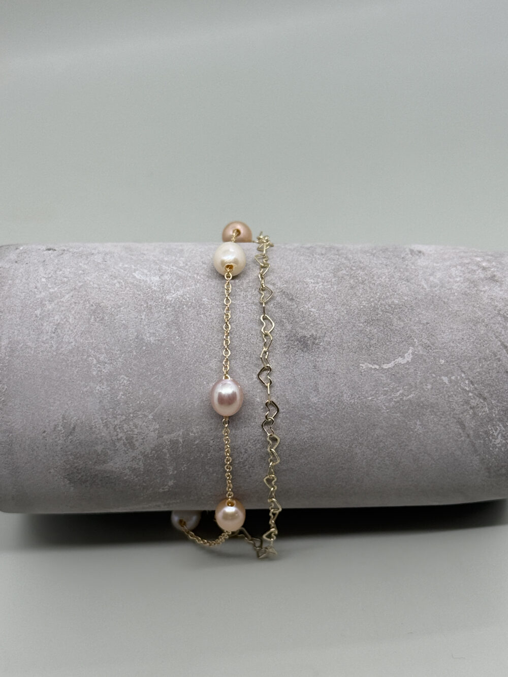 Pulsera con cadena y perla oval 5x7mm - Imagen 5