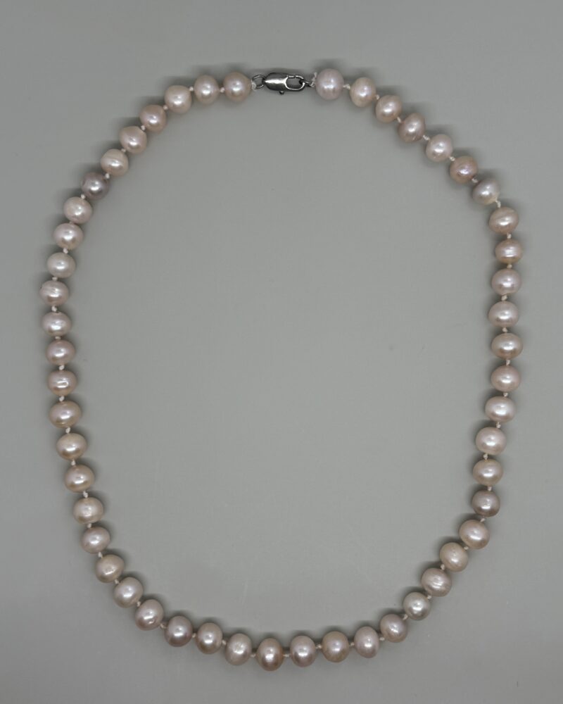 Collar rosado anudado perla 10mm