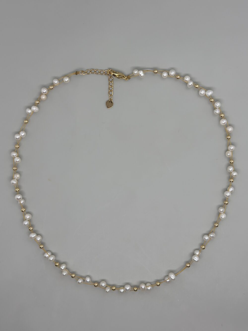 Collar blanco entretejido perla 4mm