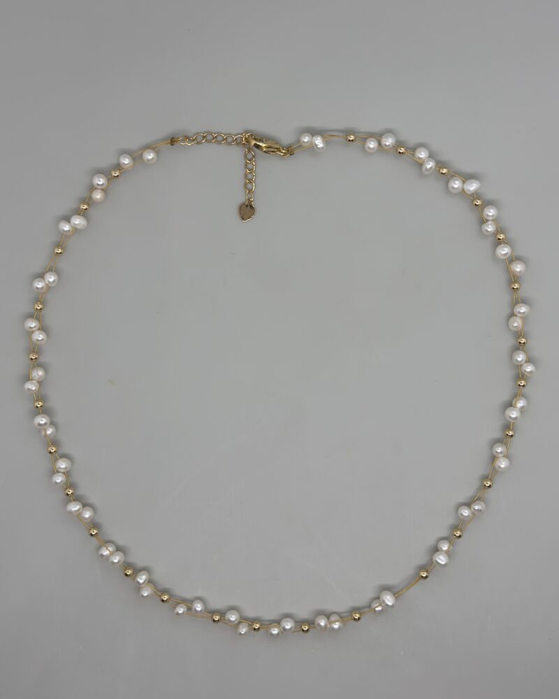 Collar blanco entretejido perla 4mm