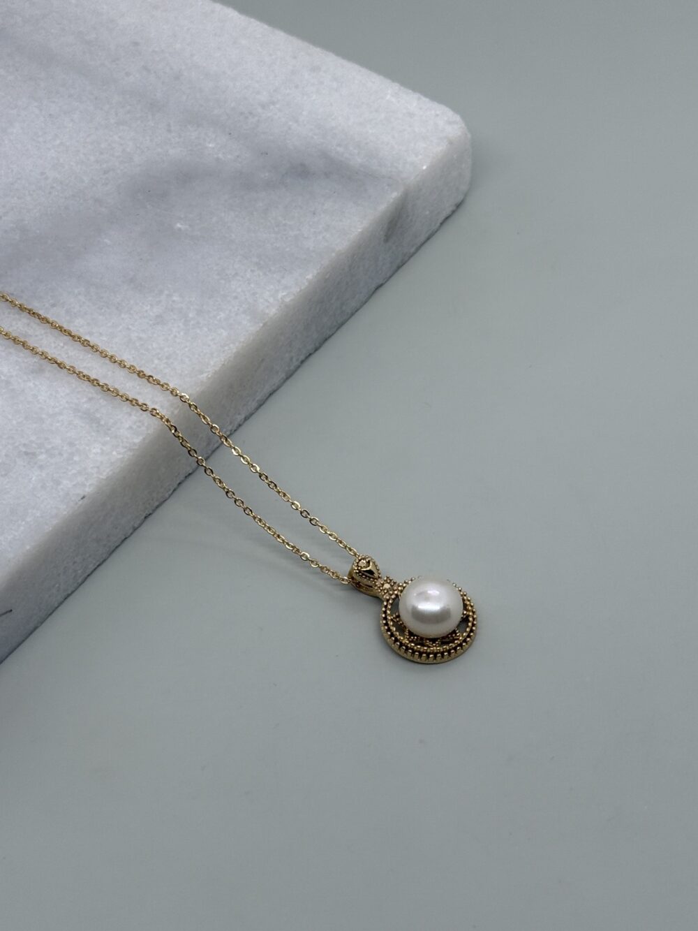Cadena con dije círculo estrella perla mabe 8mm