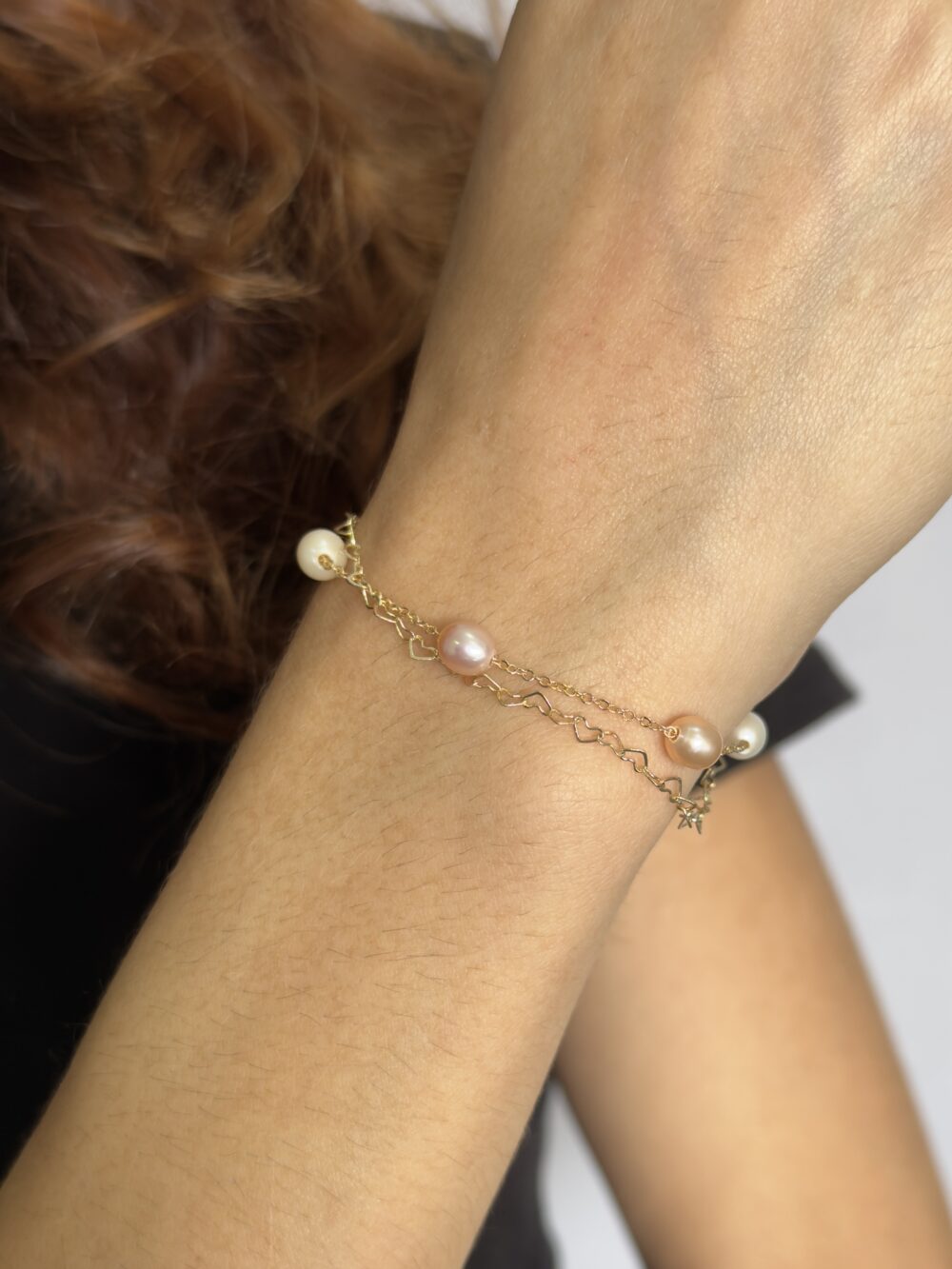 Pulsera con cadena y perla oval 5x7mm - Imagen 4