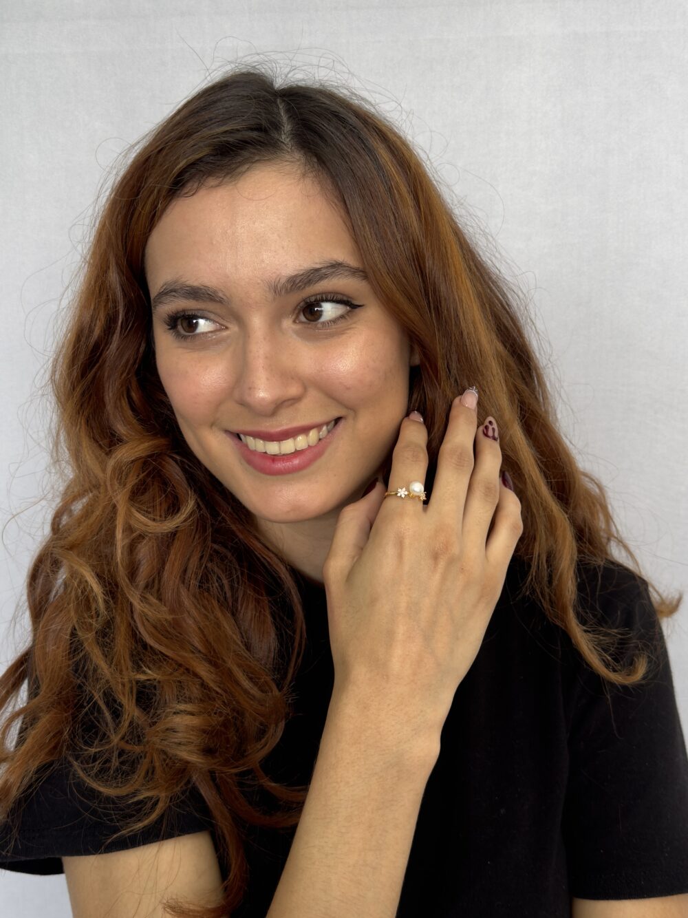 Anillo solitario ajustable perla 6mm - Imagen 2