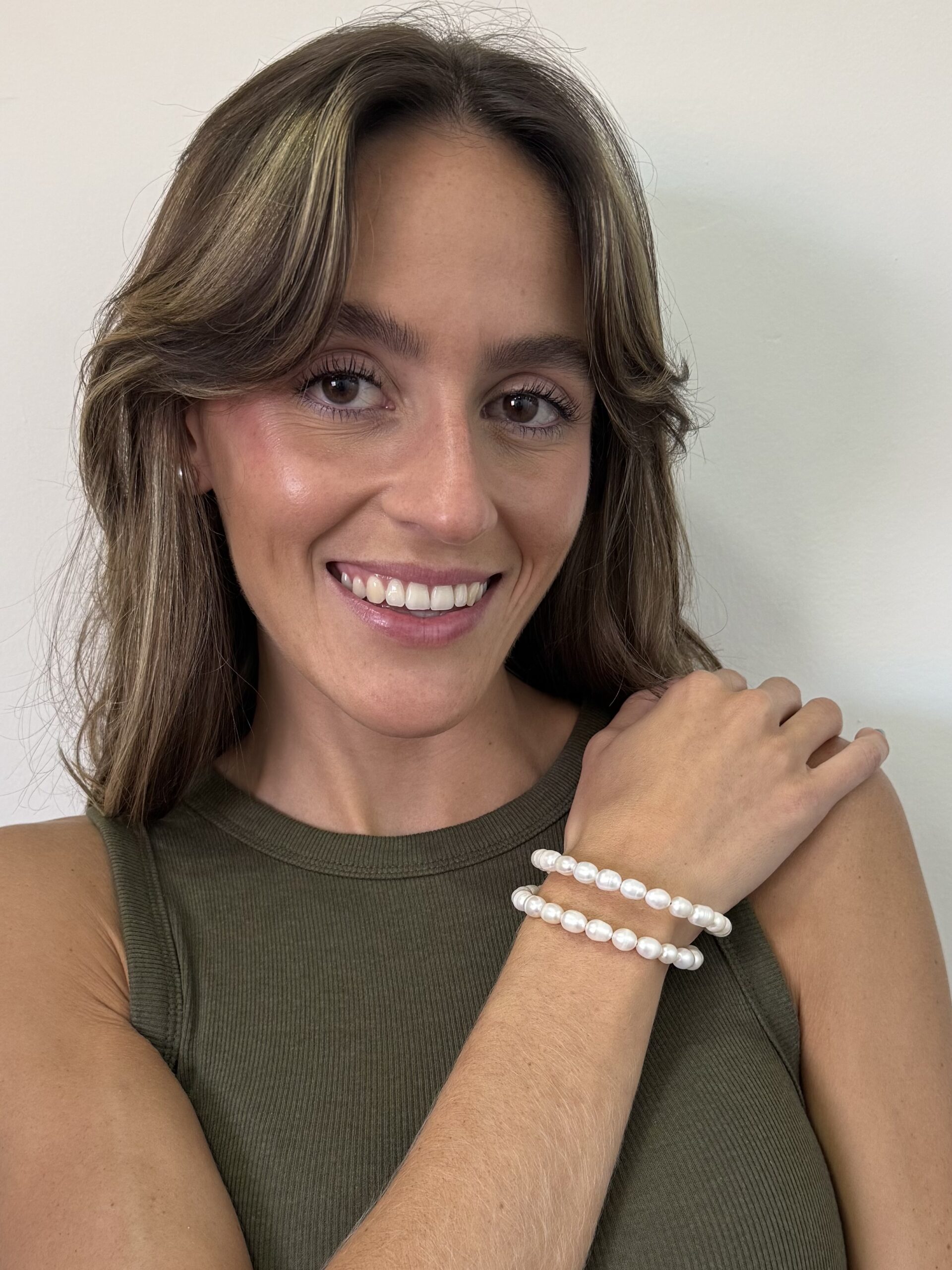 Pulsera de alambre con perlas cultivadas oval - Imagen 2