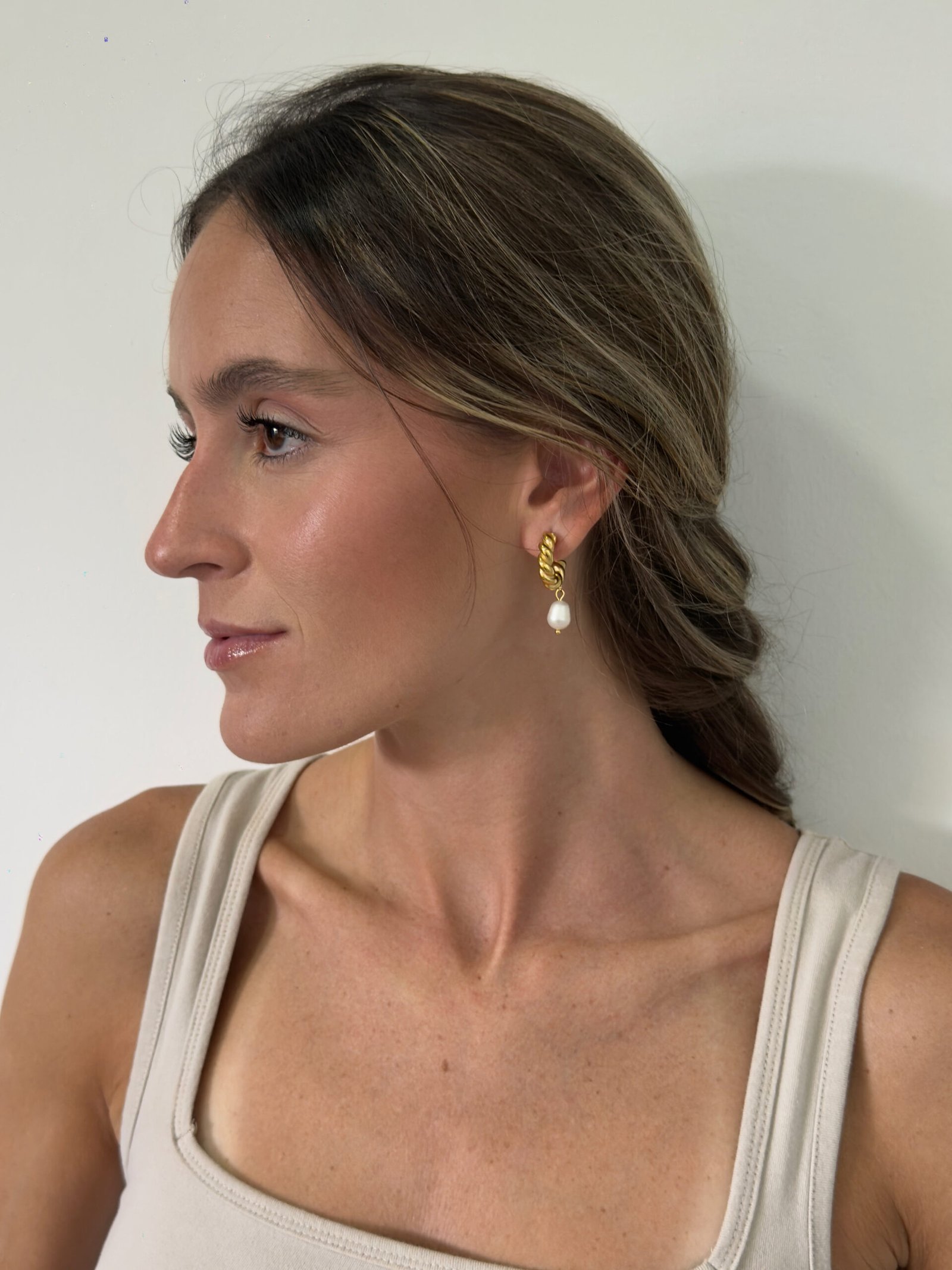 Arete de acero inoxidable con perlas cultivadas - Imagen 2