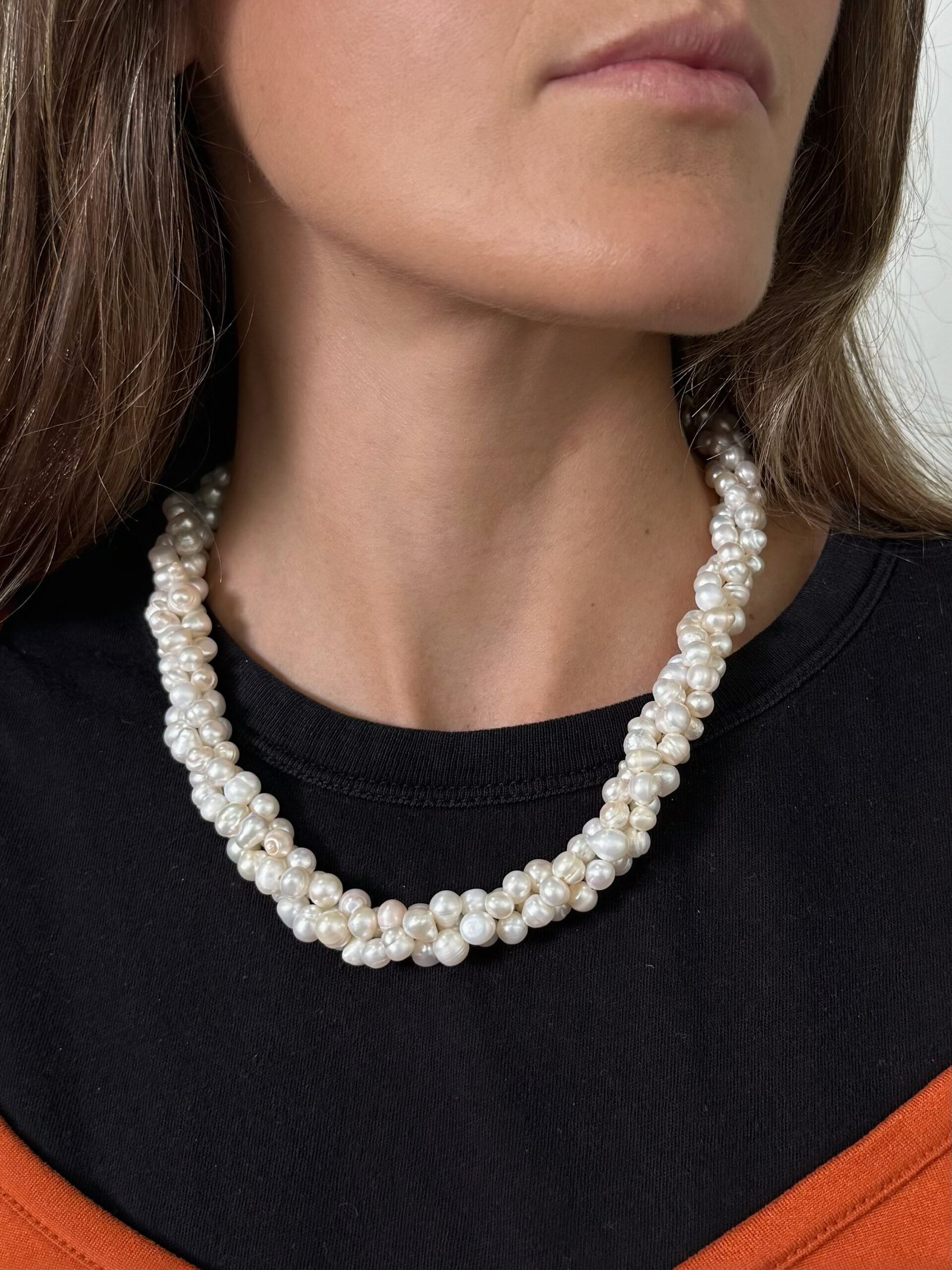 Collar clásico trenzado triple con perlas cultivadas - Imagen 4