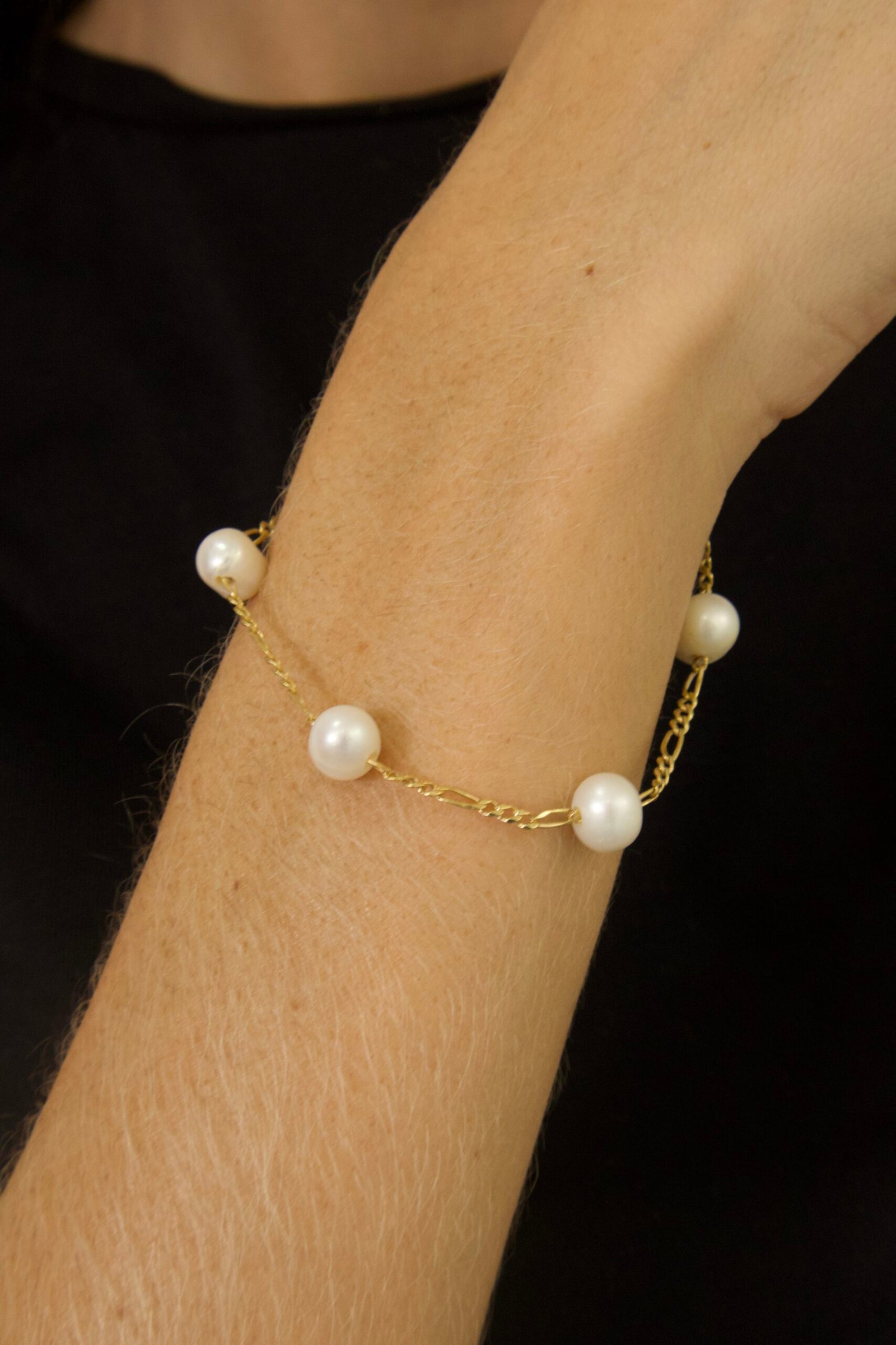 Brazalete en oro 10k con 5 perlas cultivadas - Imagen 4